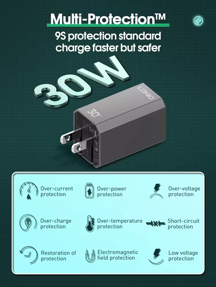 Củ Cốc sạc nhanh LDNIO A2527C cổng USB Type C 30W dùng cho điện thoại máy tính máy tính bảng.