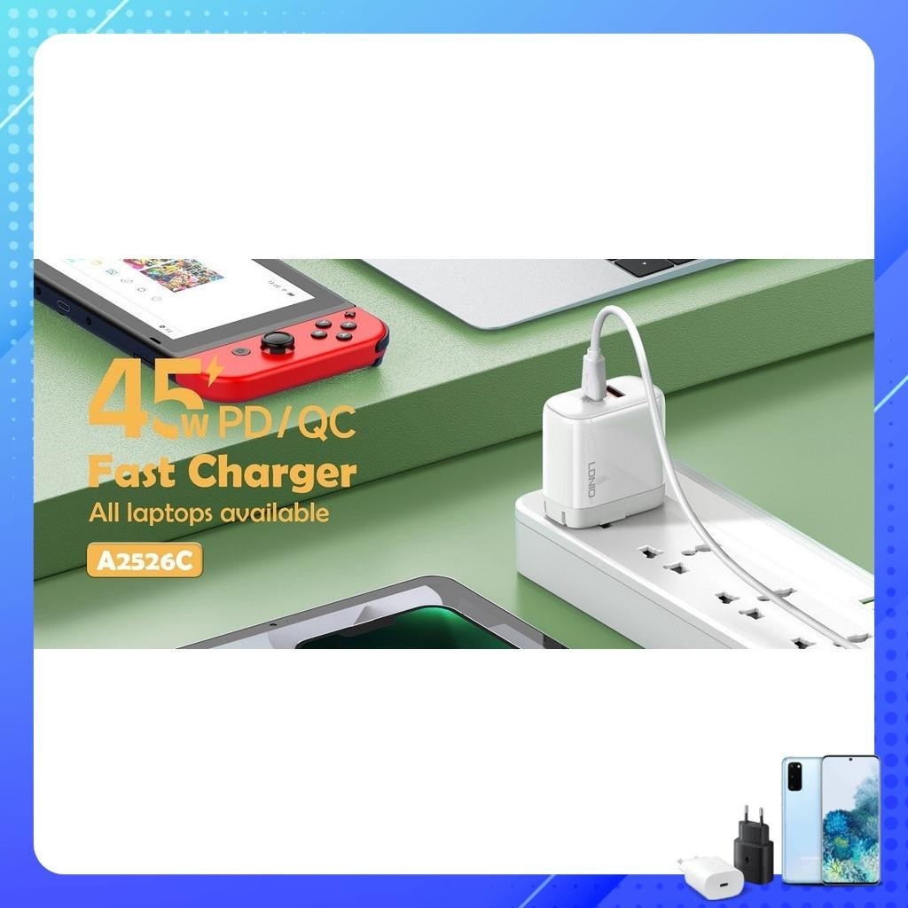 Củ sạc nhanh LDNIO A2526C 45W USB Type C dùng cho điện thoại máy tính máy tính bảng