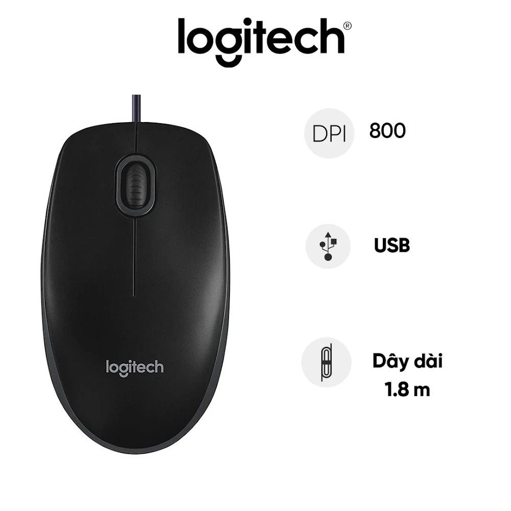Chuột có dây Logitech M100R- Hàng chính hãng