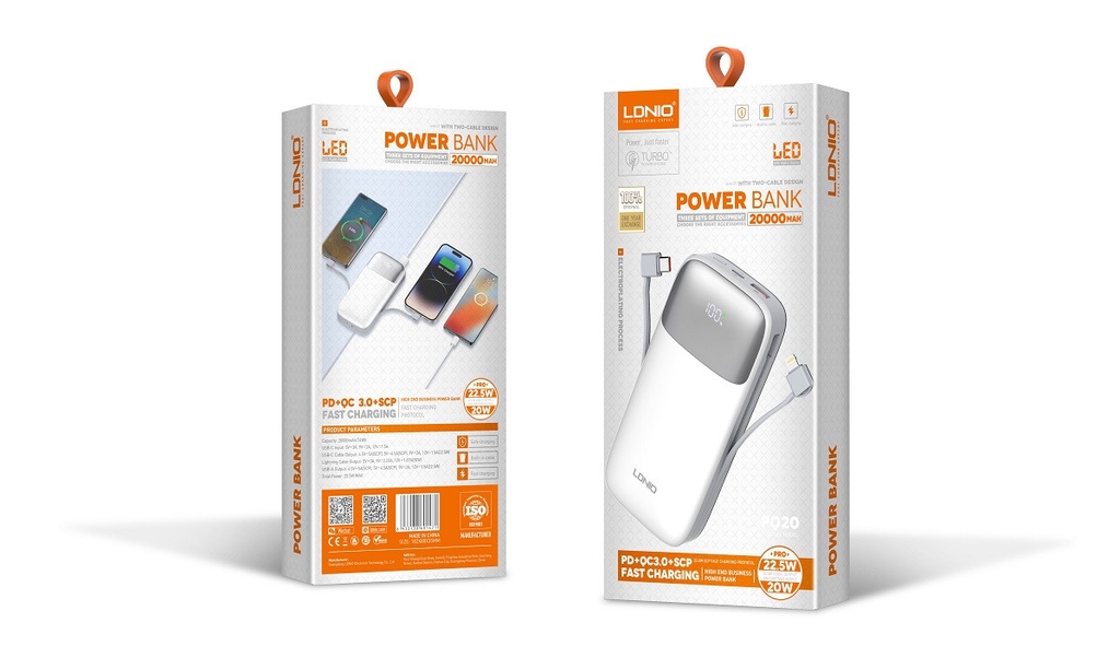 Sạc dự phòng LDNIO PQ20 PQ19 20.000mah 10.000mah có đèn led sạc nhiều thiết bị cùng lúc