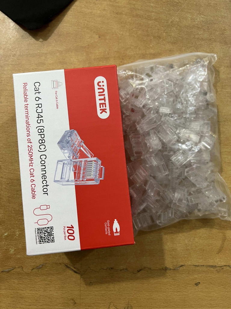 Combo 100 Đầu mạng RJ45 Cat6 xuyên thấu Unitek OT1091ATP01