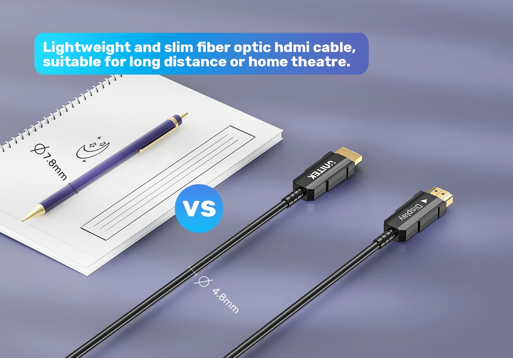 Unitek Cáp HDMI 2.0 sợi quang 4K Unitek C11072BK dài 10m đến 50M sợi nhỏ