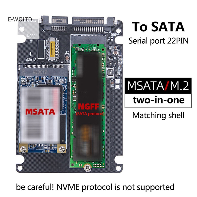 Card Chuyển Đổi 2 Trong 1 M2 Sata NGFF,MSATA Sang SATA 3.0 Cho máy bàn, Laptop-Không dùng được SSD M2 NVME