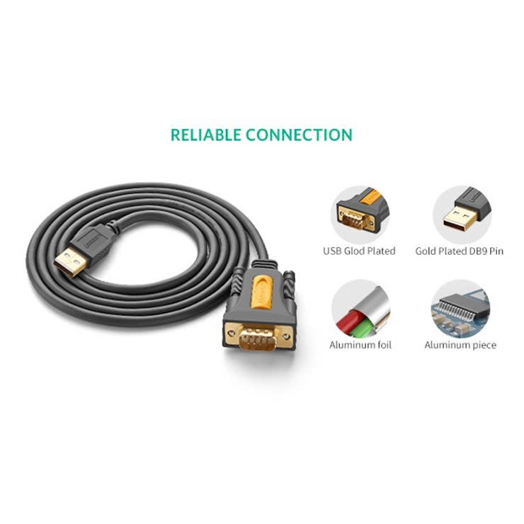 Cáp chuyển USB sang Com RS232 Ugreen 20221 dài 1.5m -Hàng chính hãng