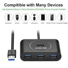 Bộ chia USB sang 4 cổng USB 3.0 Ugreen 20291 màu đen dài  1M