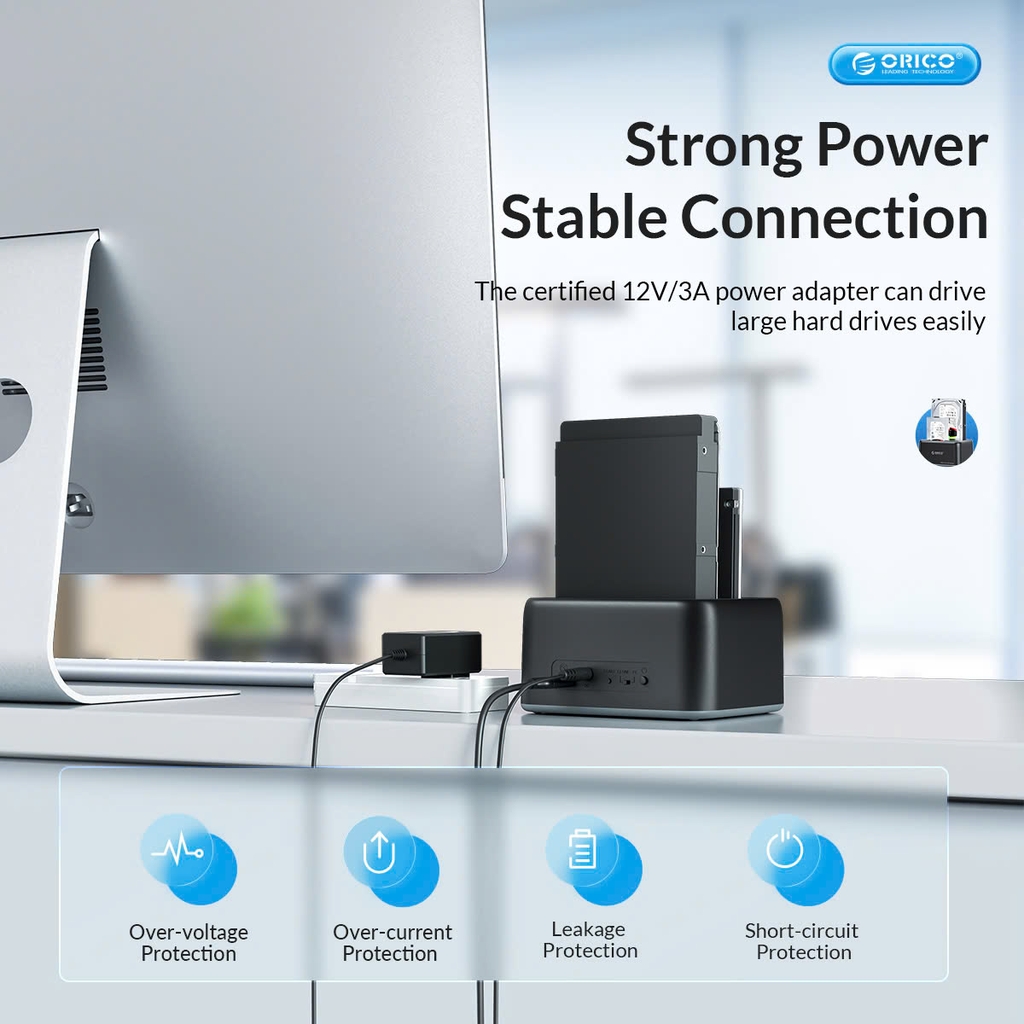 Orico Đế (Dock) ổ cứng 2 bay ORICO 6829C3 dùng cho SSD HDD 2.5in 3.5 in USB 3.0