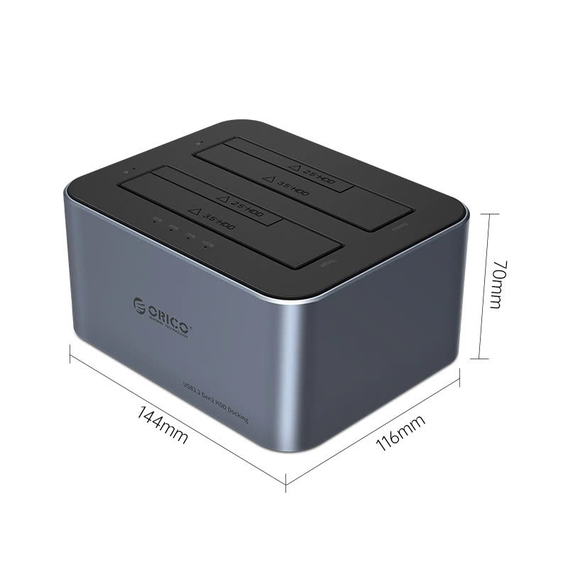 Orico Đế (Dock) ổ cứng 2 bay ORICO 6626C3 dùng cho SSD HDD 2.5in 3.5 in USB 3.0
