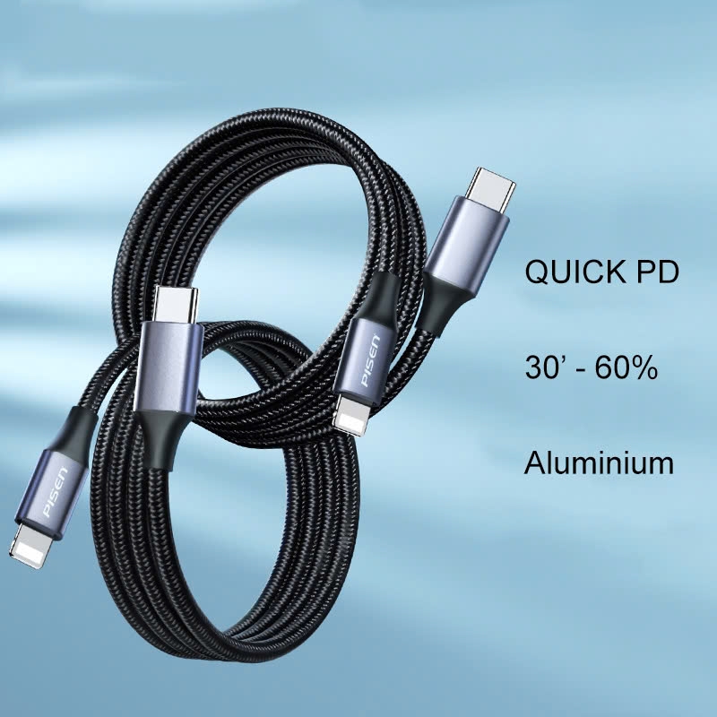 Cáp sạc điện thoại IPhone 11,12,13,14 Pisen CL PD06 1200  dài 1,2m màu đen