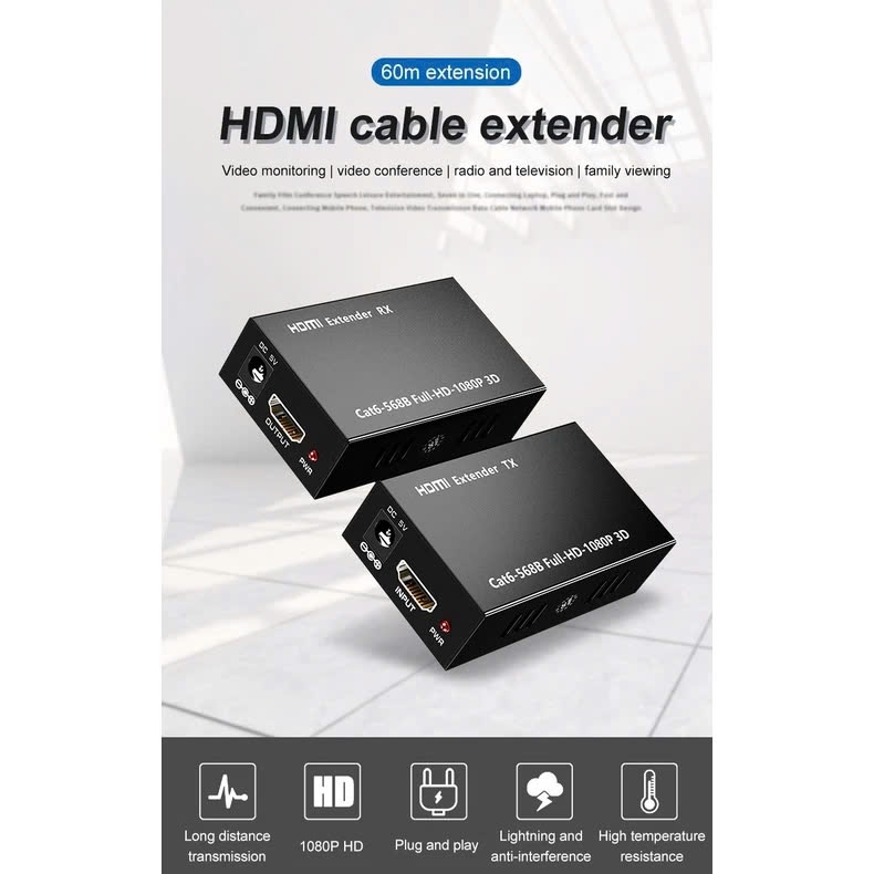 Bộ kéo dài khuếch đại HDMI qua mạng Lan RJ 45 dài 50M -KMV 50M
