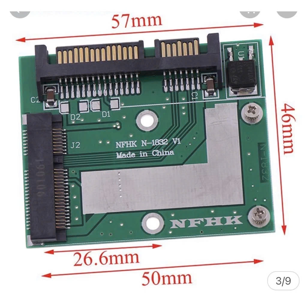 Card chuyển  Msata SSD thành 2.5'' SATA 6.0gps