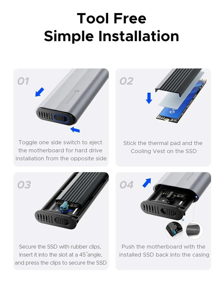 Orico Hộp(Box) đựng ổ cứng Orico AXM2 G2 M2 NVME; M2 Sata cáp Type C biến ổ cứng M2 thành ổ cứng di động ,tuỳ chọn
