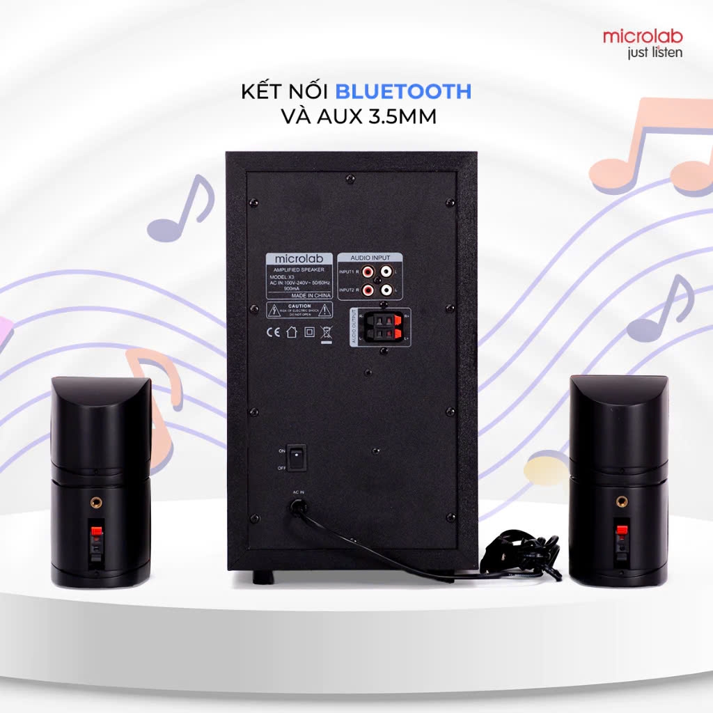 Loa Vi Tính Bluetooth Bass Cực Mạnh MICROLAB X3/X3BT, Công Suất 98W, Chơi Game, Nghe Nhạc, Làm Việc - Hàng Chính Hãng