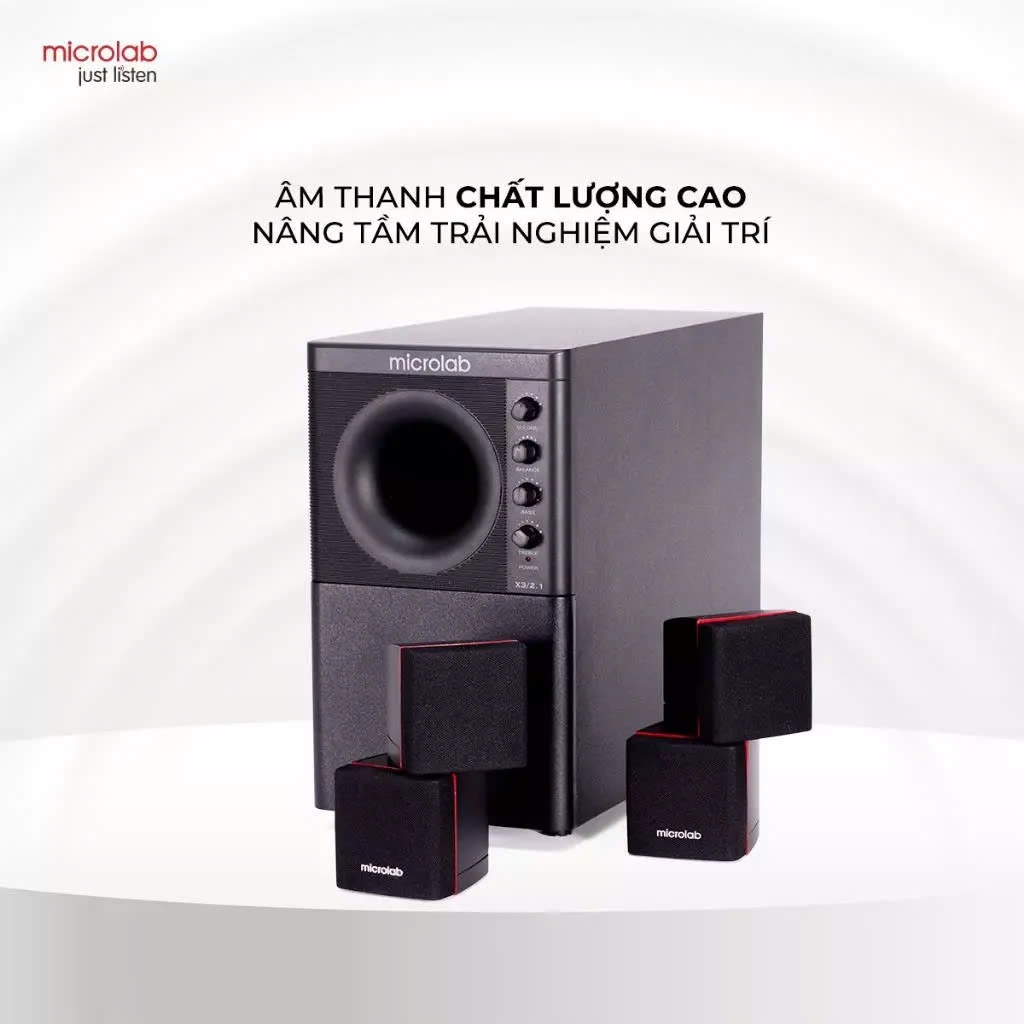 Loa Vi Tính Bluetooth Bass Cực Mạnh MICROLAB X3/X3BT, Công Suất 98W, Chơi Game, Nghe Nhạc, Làm Việc - Hàng Chính Hãng