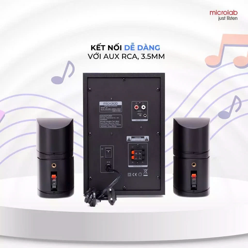 Loa Vi Tính Bluetooth Bass Cực Mạnh MICROLAB X2/X2BT, Công Suất 46W, Làm Việc, Chơi Game, Nghe Nhạc - Hàng Chính Hãng