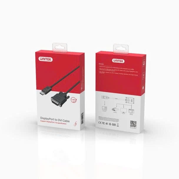 Unitek Cáp chuyển Dislayport sang DVI (24+1) Unitek Y5118BA dài 1.8m màu đen