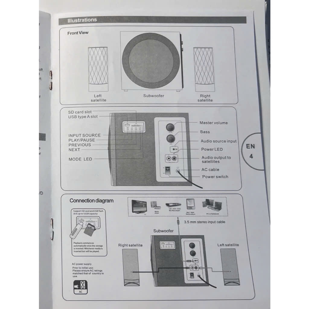 Loa Vi Tính Bluetooth Bass Mạnh MICROLAB M300BT 2.1, 38W, (AUX/USB/Thẻ SD/FM) tuỳ chọn- Hàng Chính Hãng