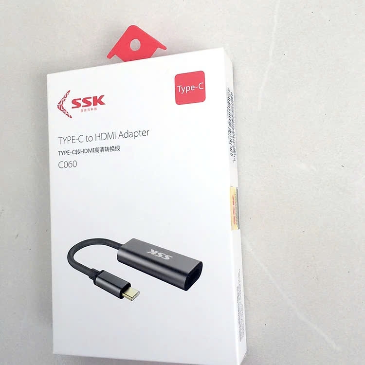 SSK Cáp chuyển Type C sang HDMI SSK C060 4Kx2K 30hz màu xám dài 30cm gắn cổng HDMI màn hình máy tính. tivi, máy chiếu...