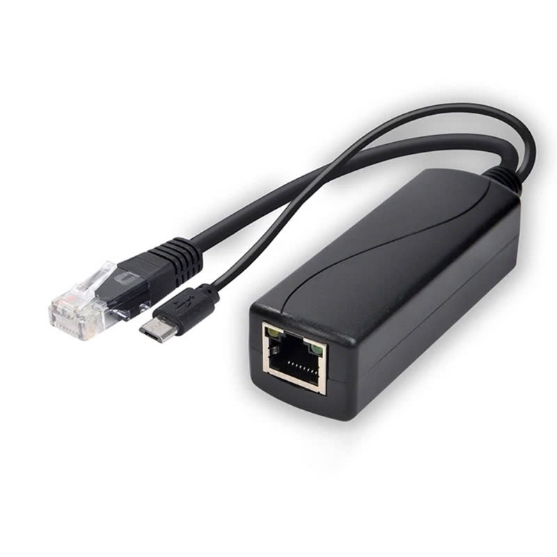 Bộ chuyển nguồn PoE Splitter 48V sang 12V 1A-2A zắc 5.5 x 2.1 Type C Micro B