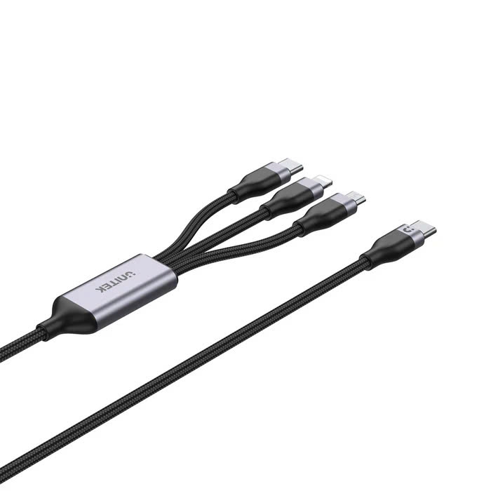 Unitek Cáp sạc điện thoại Type C sang 3 đầu Iphone/Type C/Micro B Unitek C14101AGY 20W dài 1.5m màu xám
