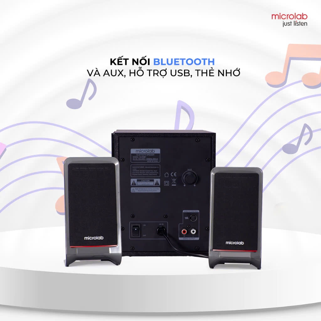Loa Vi Tính Bluetooth Microlab M200BT 2.1, Công Suất 40W (AUX, Bluetooth) Chính Hãng BH 1 Năm