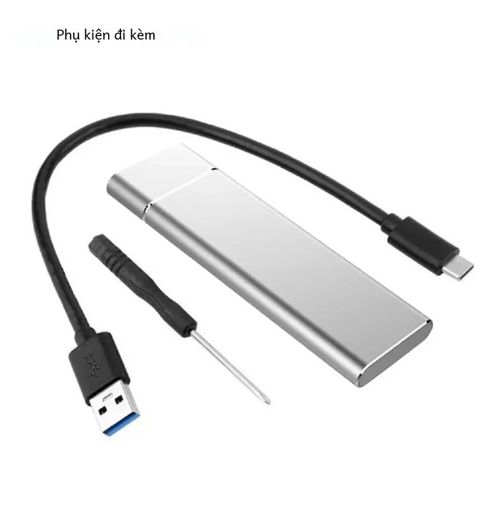 Hộp (Box) Đựng Ổ Cứng M2 NVME hoặc M2 Sata NGFF Ssd vỏ nhôm, cáp type C tuỳ chọn.