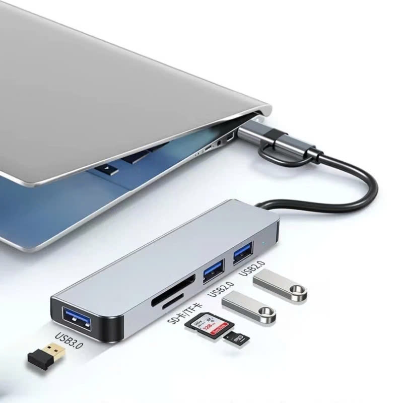 Đầu Đọc Thẻ Nhớ Đa Chức Năng Type C USB 2.0 6 Trong 1 SD/TF/XD/CF/M2 tùy chọn