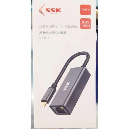 SSK Cáp chuyển USB Type C sang mạng Lan SSK SCR003 tốc độ 1Gb, màu xám, dài 20cm