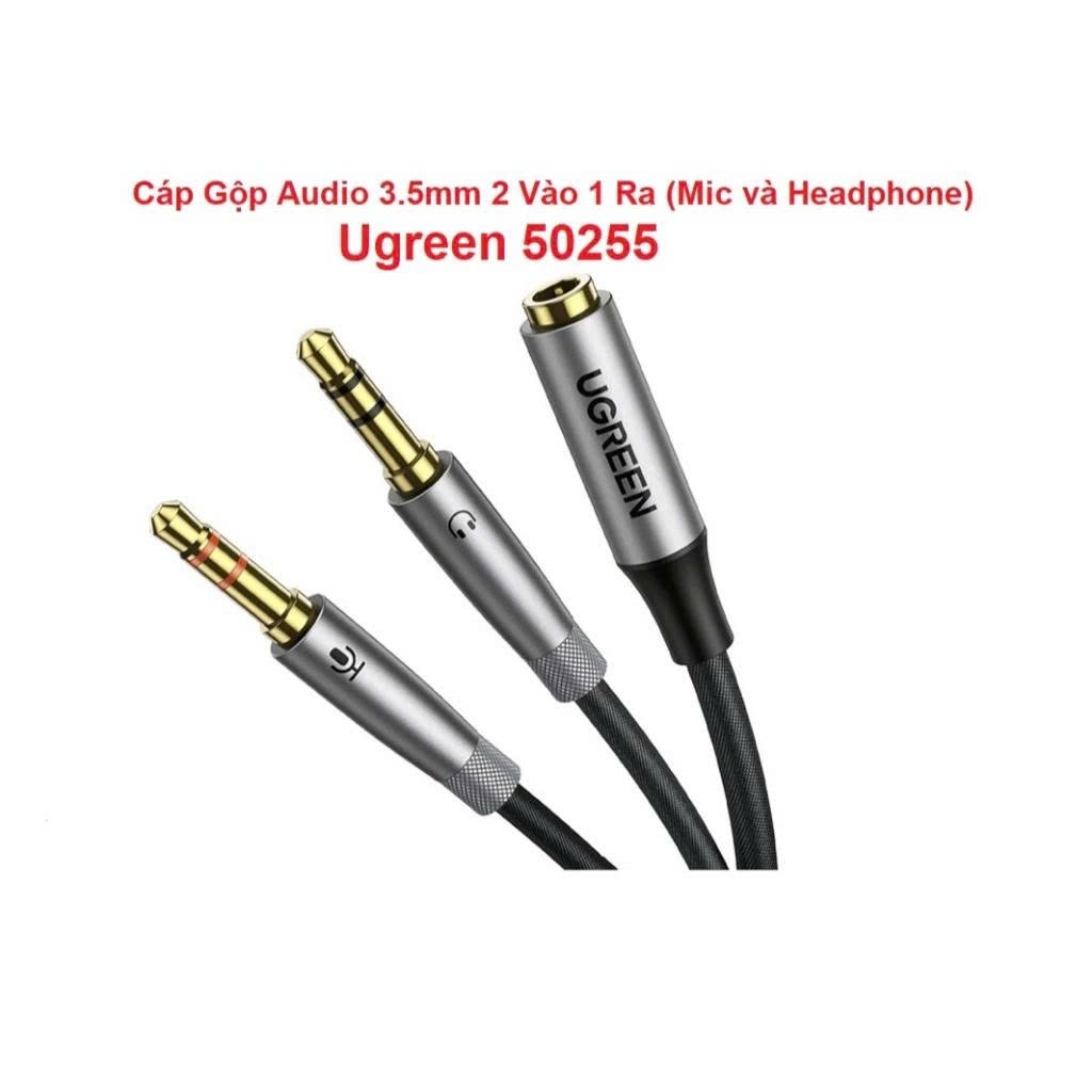 Cáp Gộp Audio 3.5mm 2 Vào 1 Ra Ugreen 20899 , 50255 (Mic và Headphone)
