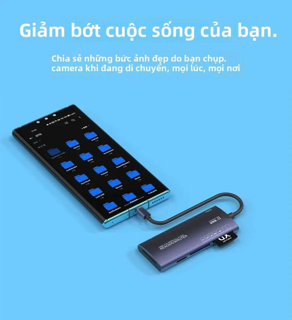 Đầu Đọc Thẻ Nhớ Đa Chức Năng Type C USB 2.0 6 Trong 1 SD/TF/XD/CF/M2 tùy chọn