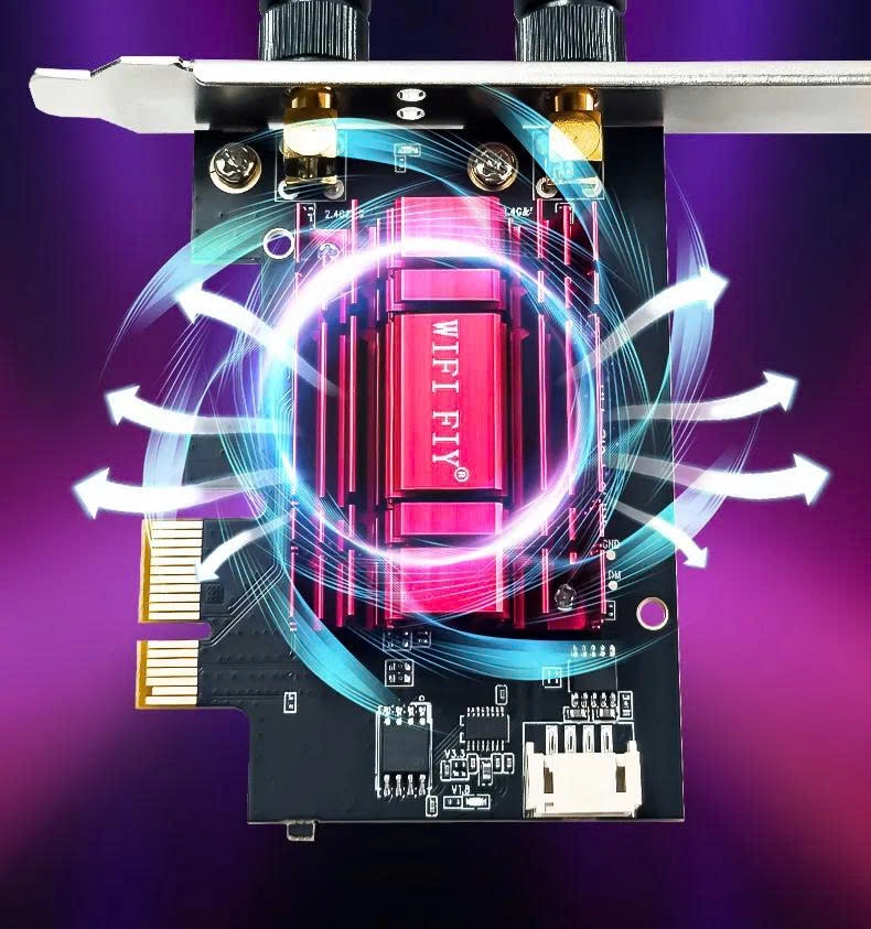 Card mạng không dây Wifi và Bluetooth 5.4 Wifi6 AC1800 2 băng tần kép dùng cho máy tính để bàn