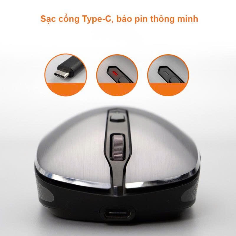 Chuột không dây và Bluetooth Newmen F900S màu xám