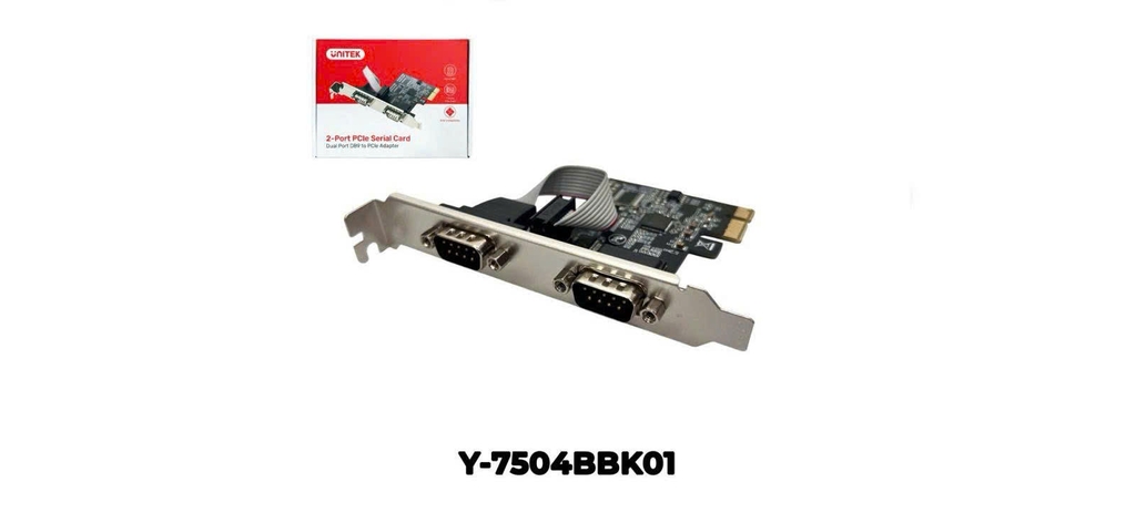 Card PCI E sang COM (RS232) 2 cổng Unitek Y7504BBK01