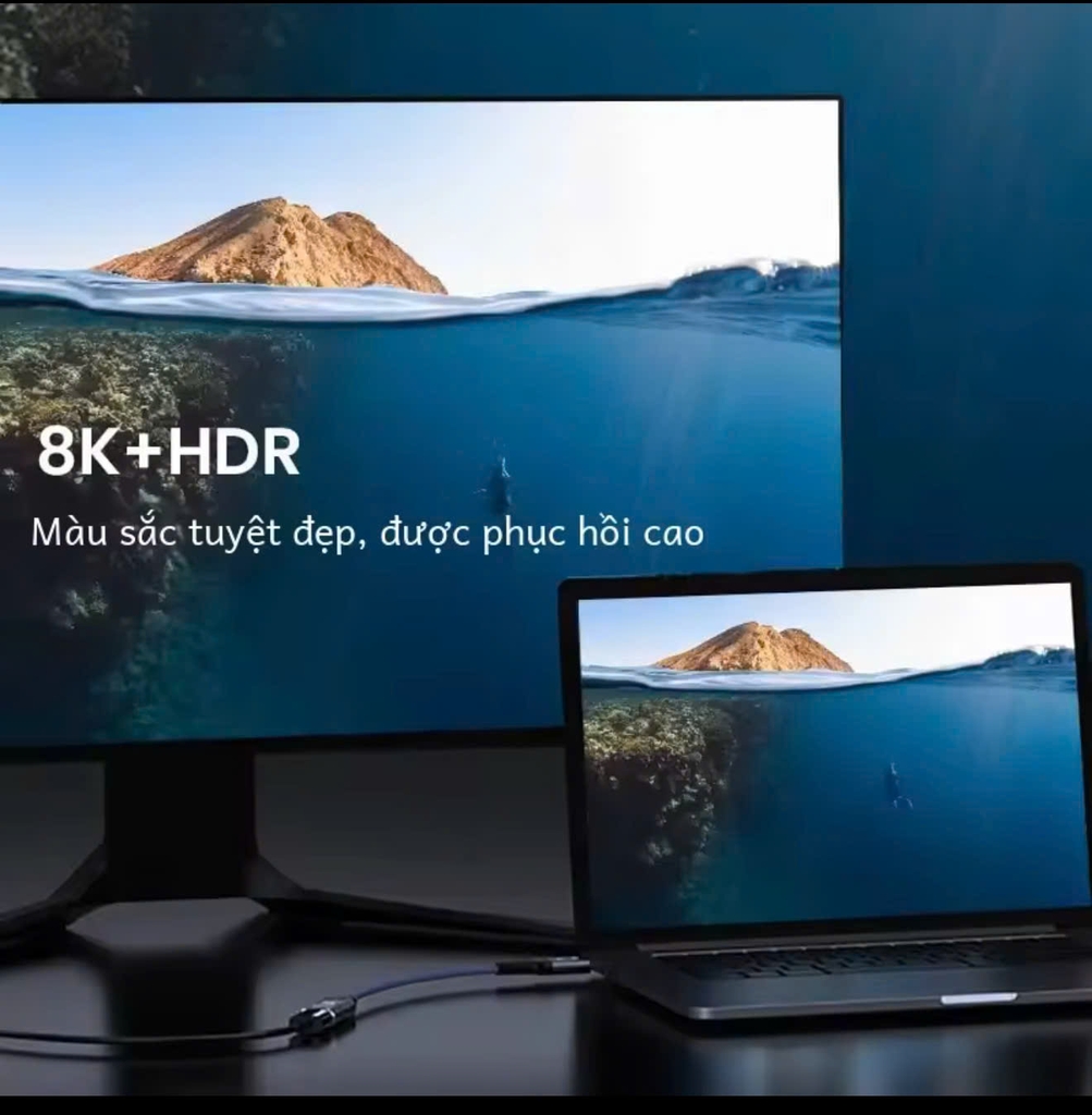 Cáp nối dài HDMI 8K dùng cho Tivi, màn hình gắn tường dài 0.3m màu xám dây dù