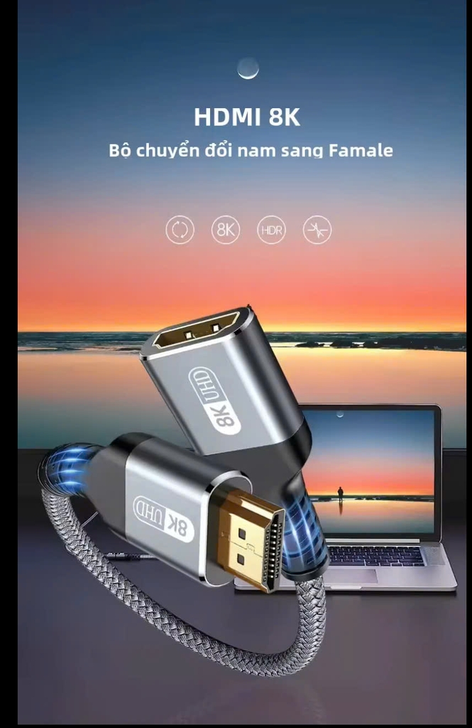 Cáp nối dài HDMI 8K dùng cho Tivi, màn hình gắn tường dài 0.3m màu xám dây dù