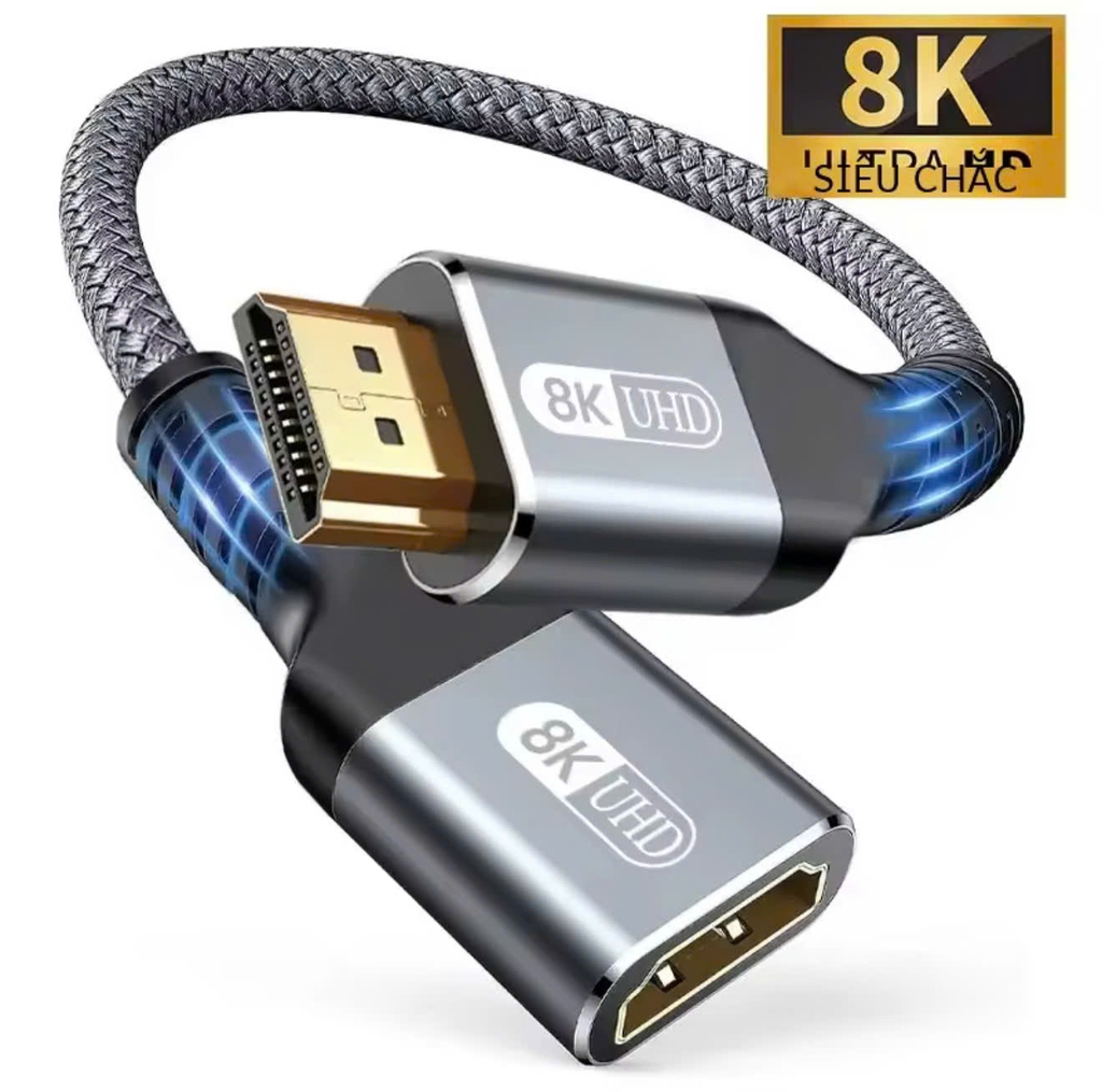 Cáp nối dài HDMI 8K dùng cho Tivi, màn hình gắn tường dài 0.3m màu xám dây dù