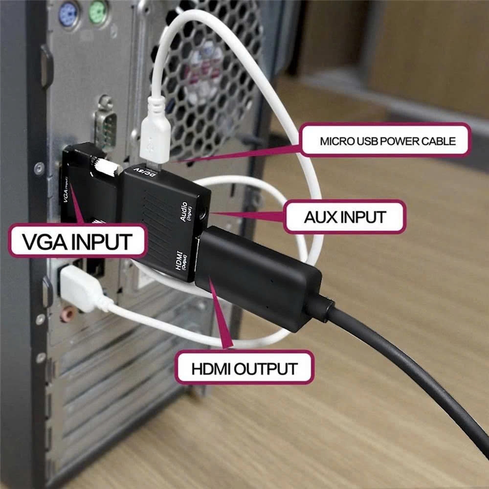 Đầu đổi VGA sang HDMI từ máy tính có cổng VGA sang màn hình có cổng HDMI