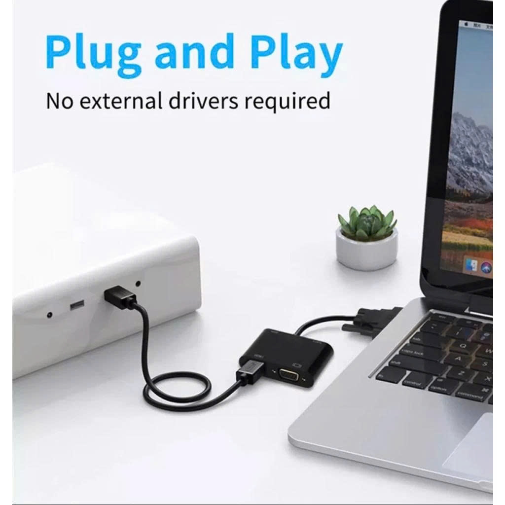 Cáp chuyển Vga sang HDMI và VGA gắn từ máy tính đầu ghi có cổng VGA sang màn hình có cổng HDMI