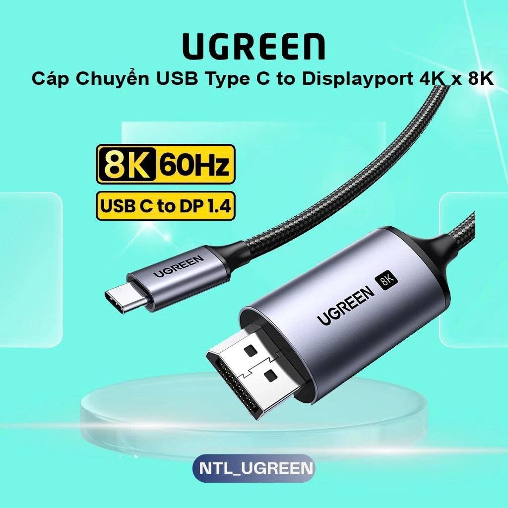 Ugreen Cáp Chuyển Type C sang Displayport Ugreen CM556 25158 độ phân giải DP1.4 4K@144Hz - 8K@60Hz cao cấp