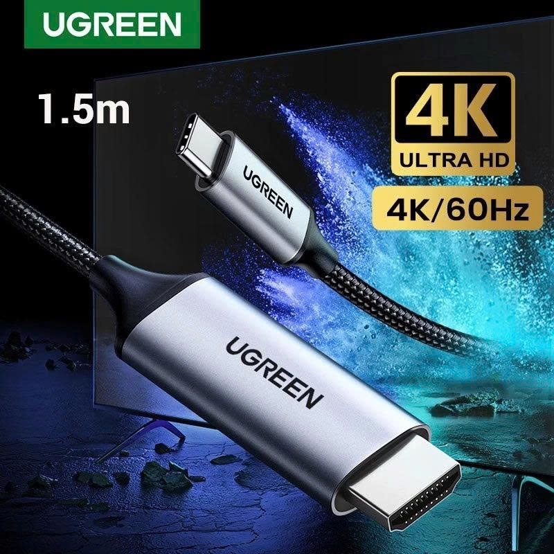 UGREEN Cáp chuyển Type C sang HDMI UGREEN MM142 chiều dài 1.5m màu xám dây đen hàng cao cấp