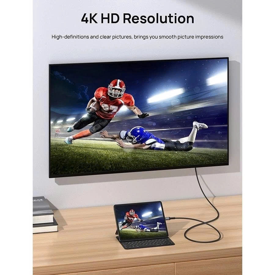 UGREEN Cáp chuyển Type C sang HDMI UGREEN MM142 chiều dài 1.5m màu xám dây đen hàng cao cấp