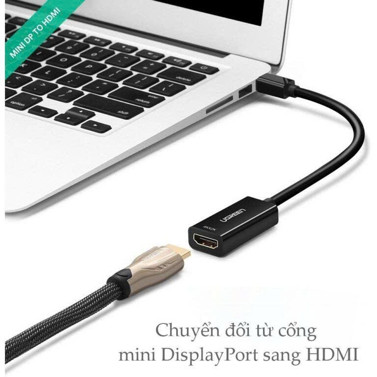 Ugreen Cáp chuyển Mini Displayport sang HDMI Ugreen MD112 10461 hỗ trợ độ phận giải 1920 x 1080 màu đen dài 20cm