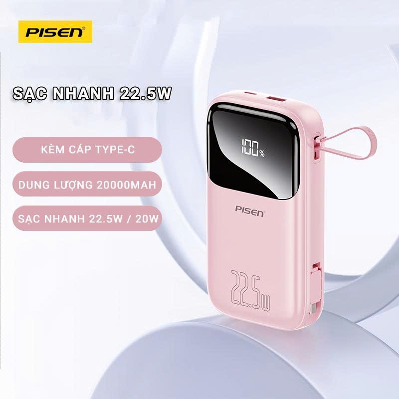 Pisen Sạc dự phòng Pisen TS D339 Quick High Power Link 20000mAh 22.5W (Only C) - Hạt đậu năng lượng