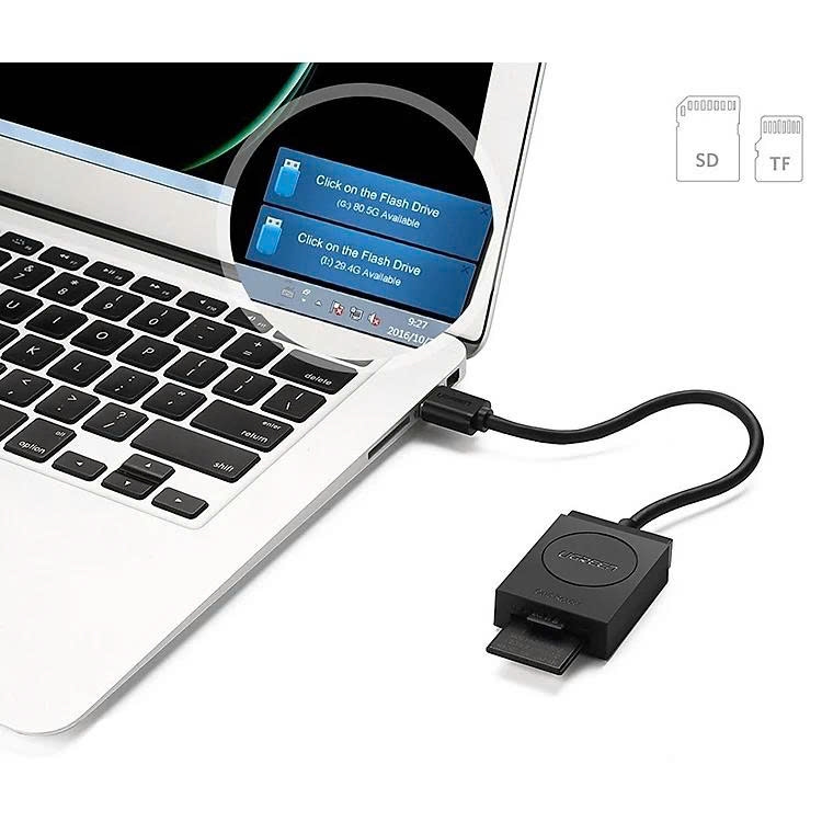 Ugren Đầu đọc thẻ nhớ Ugreen 20250 USB 3.0 hỗ trợ SD/TF/Micro SD