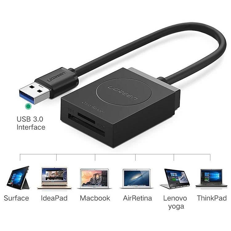 Ugren Đầu đọc thẻ nhớ Ugreen 20250 USB 3.0 hỗ trợ SD/TF/Micro SD