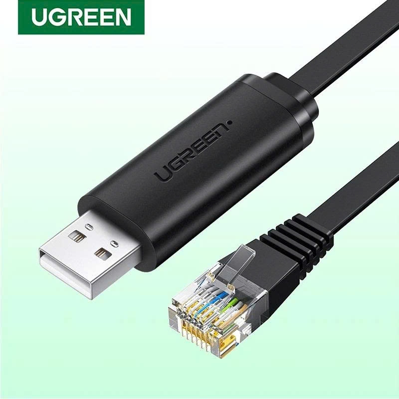 Ugreen Cáp lập trình Console USB sang RJ45 Lan Ugreen CM 204 dài 1.5M dây dẹt màu đen