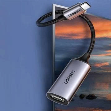 Ugreen Cáp chuyển Type C sang HDMI Ugreen CM297 70444 hỗ trợ 4K@60Hz bọc nhôm dây dù dài 15cm