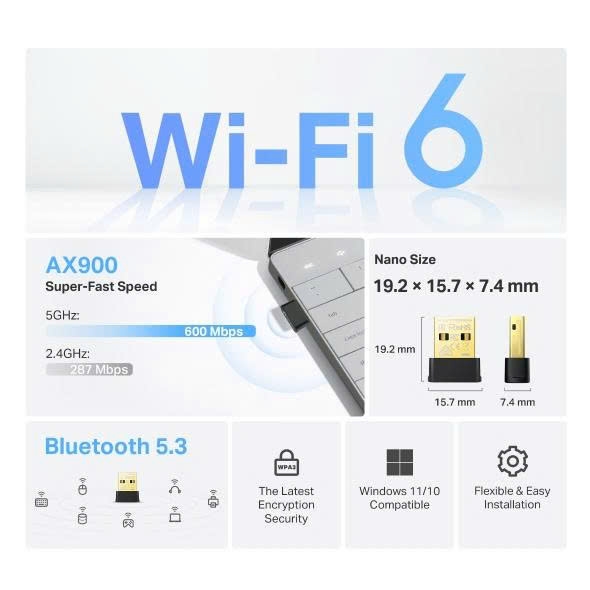 Tp LInk USB thu Wifi và Bluetooth TP link Archer TX10UB Nano AX900 Wifi 6 Bluetooth 5.3