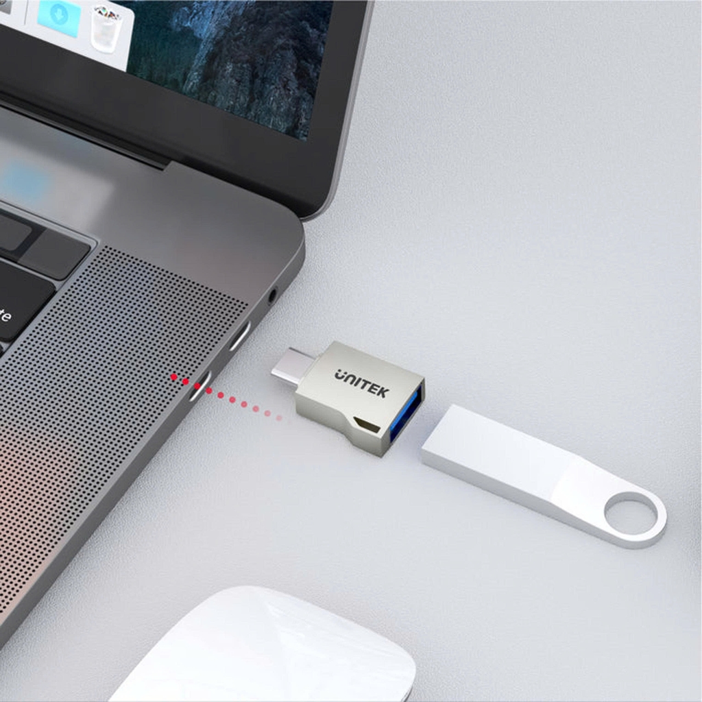 Đầu đổi Type C sang USB OTG Unitek A1025GNI màu xám vỏ hợp kim nhôm