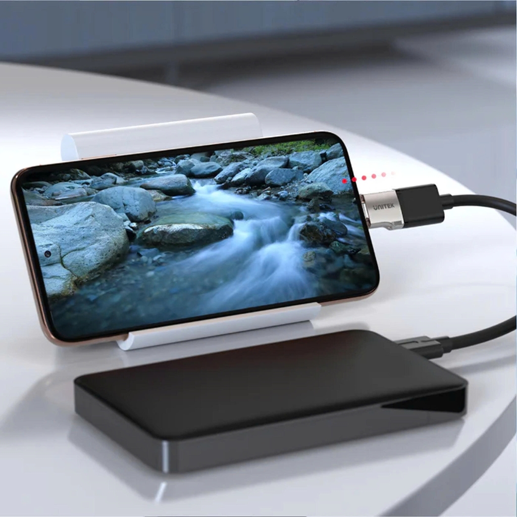 Đầu đổi Type C sang USB OTG Unitek A1025GNI màu xám vỏ hợp kim nhôm