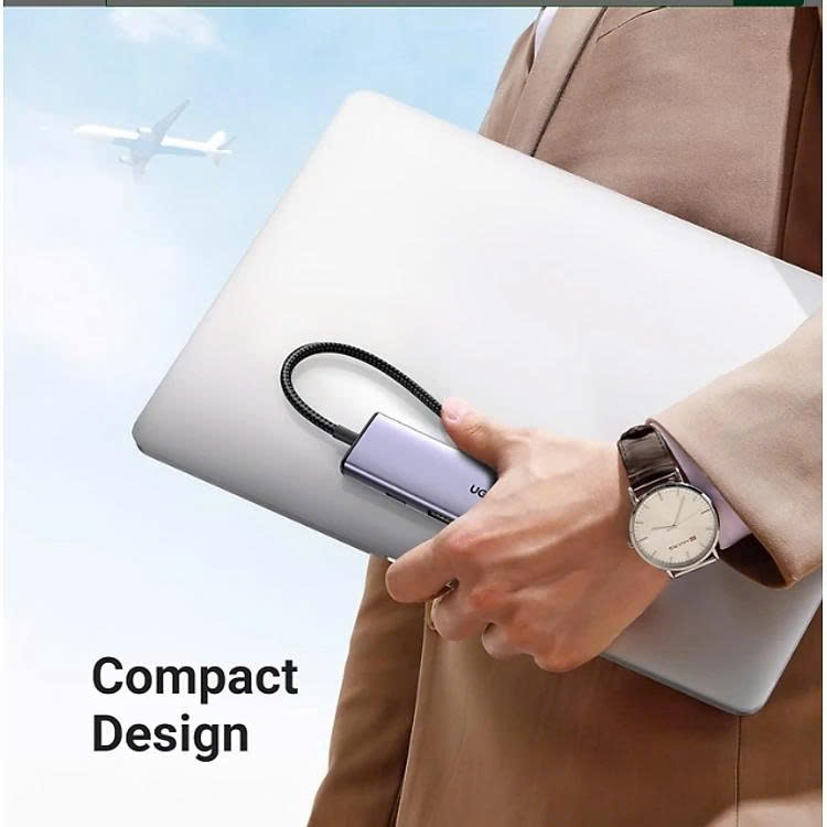 Bộ chia USB 3.0 ra 4 cổng USB 3.0 Ugreen CM 473 20805 màu xám vỏ hơp kim dây dù